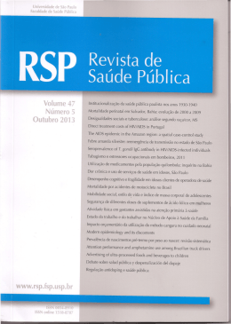 Volume 47 Número 5 Outubro 2013 www.rsp.fsp.usp.br