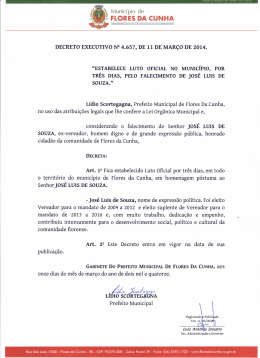 Consulte aqui o Decreto - Prefeitura de Flores da Cunha