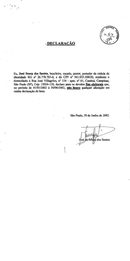 Eu, José Souza dos Santos, brasileiro, casado, pastor