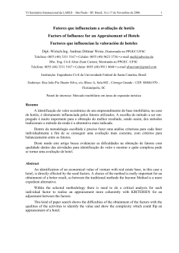 Fatores que influenciam a avalia&ccedil;&atilde;o de hot&eacute;is Factors of