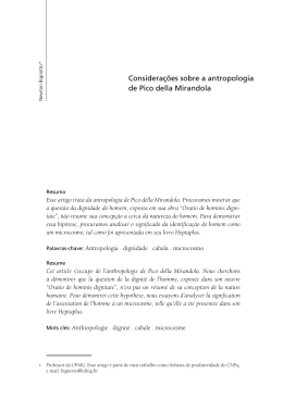 Considerações sobre a antropologia de Pico della Mirandola
