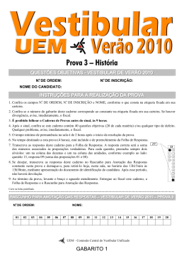 Prova 3 &ndash; Hist&oacute;ria