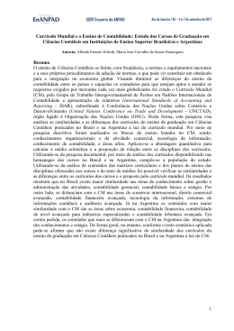 1 Curr&iacute;culo Mundial e o Ensino de Contabilidade: Estudo