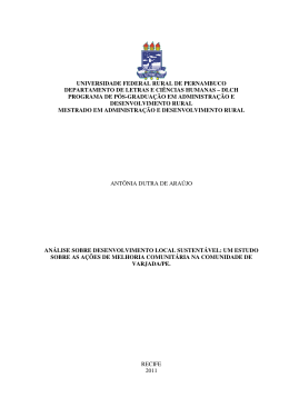 An&aacute;lise sobre desenvolvimento local sustent&aacute;vel: um estudo sobre