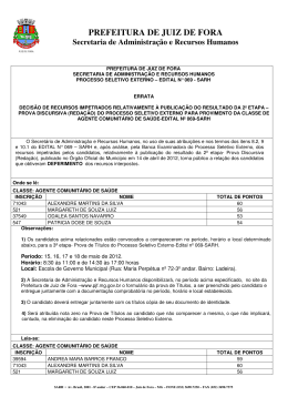 ERRATA- Resultado da 2&ordf; Prova do concurso ap&oacute;s recurso