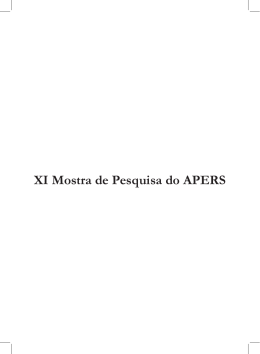 Anais XI Mostra de Pesquisa do APERS