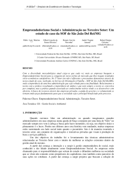 Empreendedorismo Social e Administra&ccedil;&atilde;o no Terceiro Setor