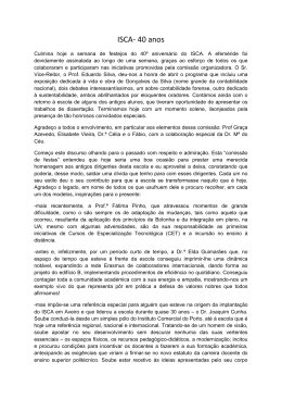 Intervenção da Diretora do ISCA-UA: Prof. Cristina Souto Miranda