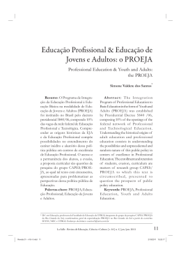 Educação Profissional & Educação de Jovens e Adultos: o PROEJA