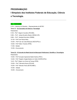 PROGRAMAÇÃO I Simpósio dos Institutos Federais de