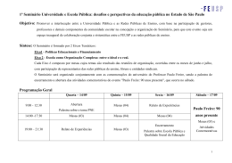 1&ordm; Semin&aacute;rio Universidade e Escola P&uacute;blica: desafios e