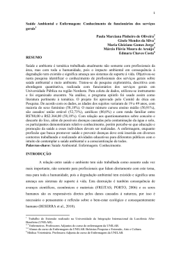 Sa&uacute;de Ambiental e Enfermagem: Conhecimento de funcion&aacute;rios