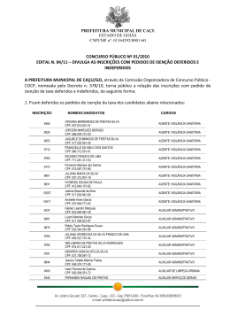 divulga as inscri&ccedil;&otilde;es com pedidos de isen&ccedil;&atilde;o deferidos