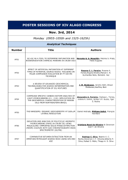 Nov. 3rd, 2014 POSTER SESSIONS OF XIV ALAGO CONGRESS