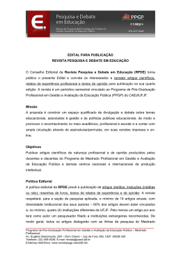 edital para publica&ccedil;&atilde;o revista pesquisa e debate em