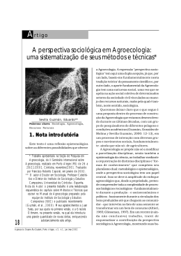 A perspectiva sociol&oacute;gica em Agroecologia