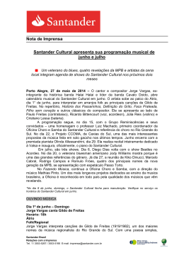 Santander Cultural apresenta sua programa&ccedil;&atilde;o musical de junho e