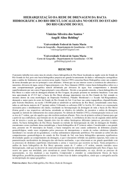 hierarquiza&ccedil;&atilde;o da rede de drenagem da bacia hidrogr&aacute;fica do rio