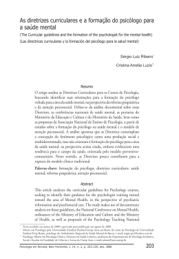 as diretrizes curriculares e a formação do psicólogo para a saúde