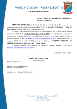Edital 05 do Concurso P&uacute;blico 01-2013 - Gabarito