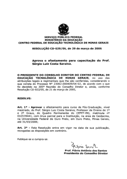 Aprova o afastamento para capacita&ccedil;&atilde;o do Prof. S&eacute;rgio Luiz Costa