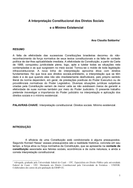 A Interpreta&ccedil;&atilde;o Constitucional dos Direitos Sociais e o M&iacute;nimo