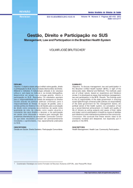 Gest&atilde;o, Direito e Participa&ccedil;&atilde;o no SUS