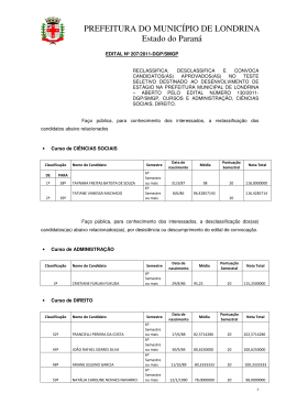 Reclassifica, Desclassifica e convoca candidatos aprovados nos