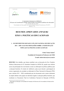 Resumos aprovados/ Eixo 1-Pol&iacute;ticas Educacionais