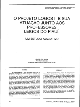 o PRoJETo LoGoS || E SUA ATuAÇÃo JuNTo AOS PROFESSORES I