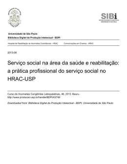 Servi&ccedil;o social na &aacute;rea da sa&uacute;de e reabilita&ccedil;&atilde;o