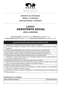 Prova Objetiva - Cargo de ASSISTENTE SOCIAL