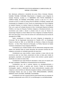 CARTA DO IV SEMINÁRIO DOS POVOS INDÍGENAS E