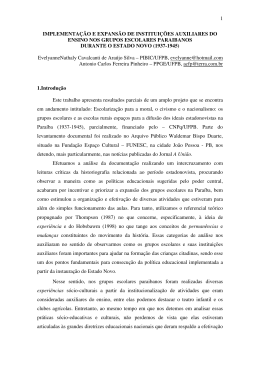 IMPLEMENTACAO E EXPANSAO DE INSTITUICOES AUXILIARES