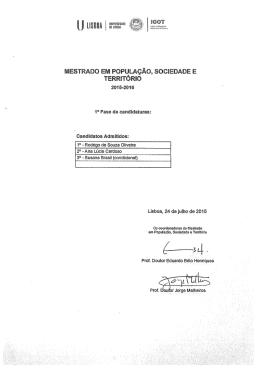 Mestrado em População, Sociedade e Território