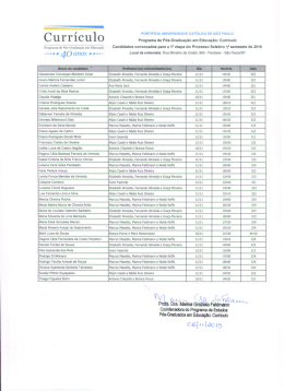 Candidatos convocados para a 2&ordm; etapa do Processo - PUC-SP