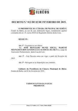 Decreto N.º 012/2015 - Portal da Câmara Municipal de Ilhéus