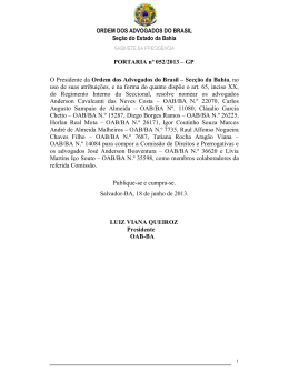 PORTARIA nº 052/2013 - OAB: Ordem dos Advogados do Brasil