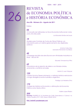 REVISTA de ECONOMIA POL&Iacute;TICA e HIST&Oacute;RIA ECON&Ocirc;MICA