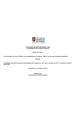 edital monografia 20131 - Curso de Direito da Faculdade Maurício
