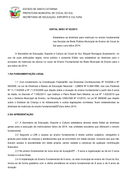 Edital de matr&iacute;cula Ensino Fundamental.