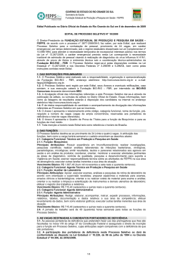 GOVERNO DO ESTADO DO RIO GRANDE DO SUL Secretaria de