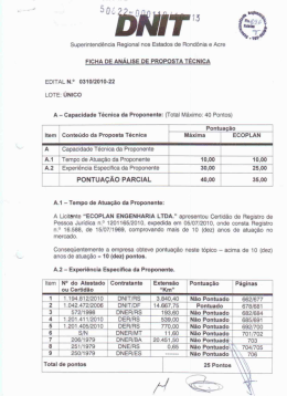 Ficha de an&aacute;lise de Proposta T&eacute;cnica