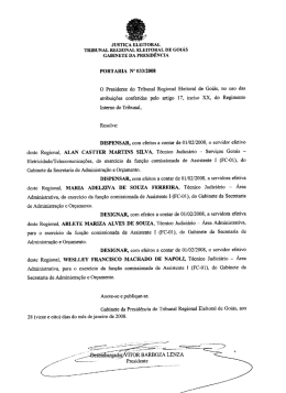 PORTARIA N° 033/2008 - Tribunal Regional Eleitoral de Goiás