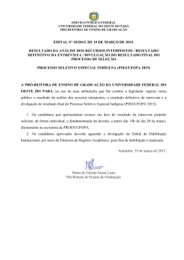 resultado final do Processo Seletivo Especial para Ind&iacute;genas