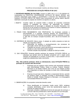 PROCESSO DE COTAÇÃO PRÉVIA Nº 001-2012 A