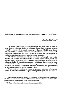 ECONOMIA E SOCIEDADE EM MINAS GERAIS (PERÍODO