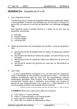 2&ordf; S&eacute;rie &ndash; 2014 GEOGRAFIA - QU&Iacute;MICA GEOGRAFIA &ndash; Quest&otilde;es