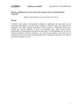 1 Dilemas e implica&ccedil;&otilde;es do uso da observa&ccedil;&atilde;o enquanto