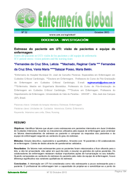 Estresse do paciente em UTI: vis&atilde;o de pacientes e equipe de